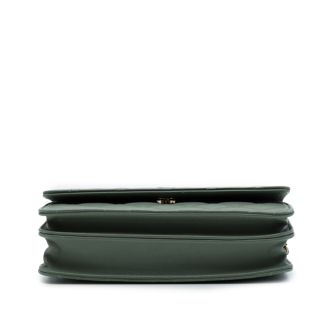 Chanel CC Carré Matelassé Wallet on Chain Cuir d'agneau Vert