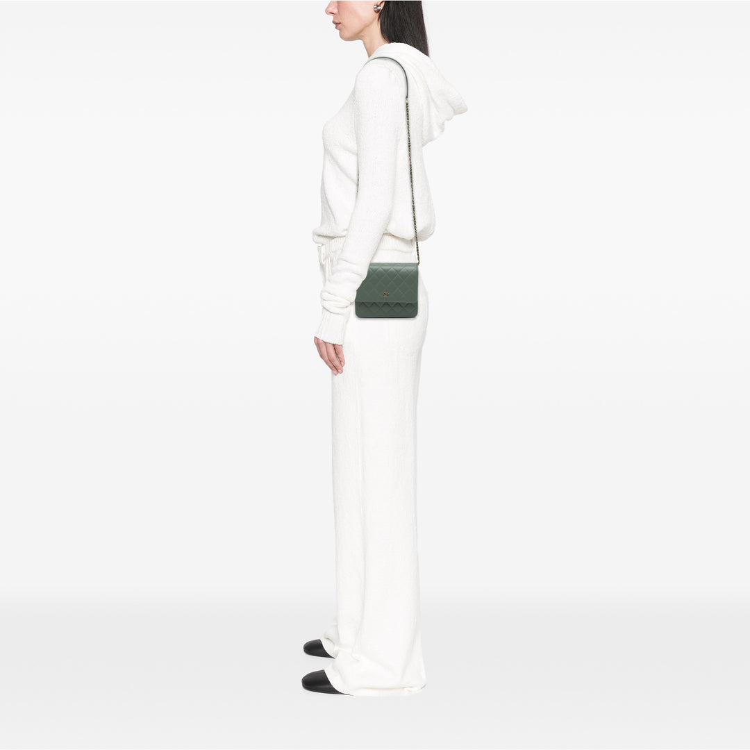 Chanel CC Carré Matelassé Wallet on Chain Cuir d'agneau Vert