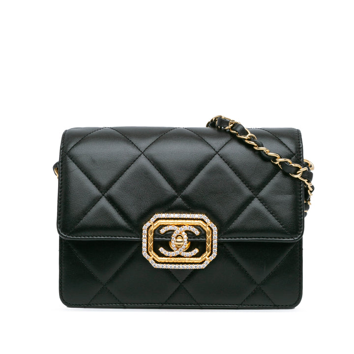 Chanel Matelassé Cuir d’agneau Octagonal Buckle Sac porté croisé