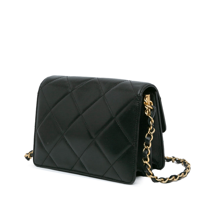 Chanel Matelassé Cuir d’agneau Octagonal Buckle Sac porté croisé