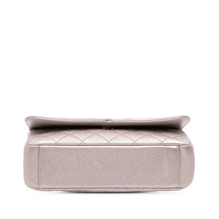 Chanel Small Métallisé Caviar CC Filigree Flap Argenté