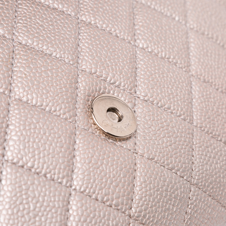 Chanel Small Métallisé Caviar CC Filigree Flap Argenté