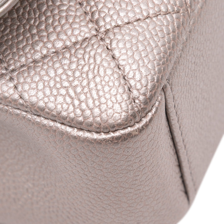 Chanel Small Métallisé Caviar CC Filigree Flap Argenté