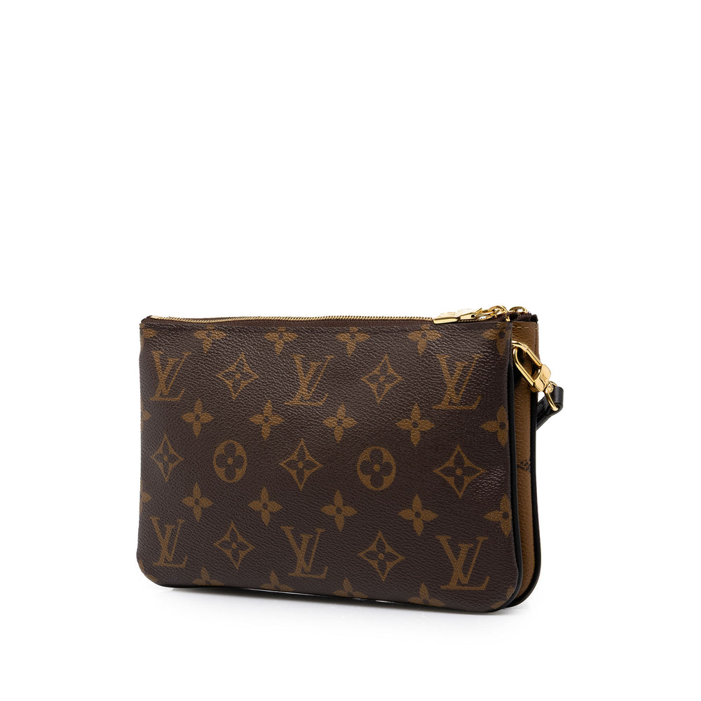 Louis Vuitton Pochette Giant Reverse Double Zippé Monogram Marron – vue 2 – GABY PARIS