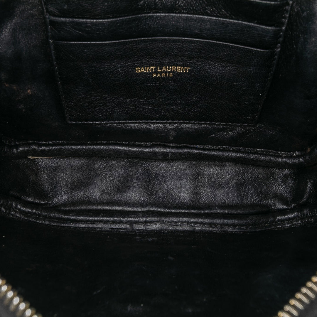 Saint Laurent Mini Croc Embossed Cuir verni Monogram Lou Sac caméra Noir – GABY PARIS Authentique