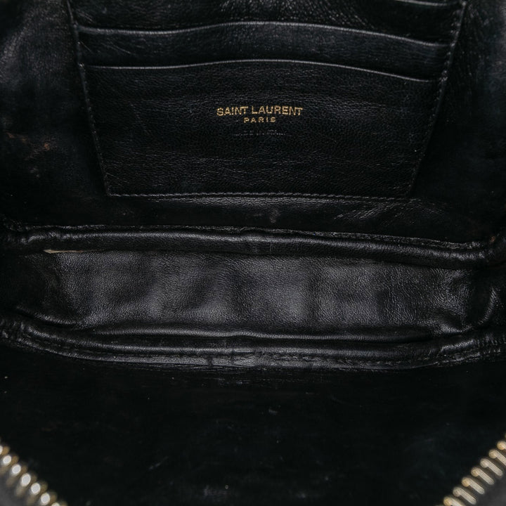 Saint Laurent Mini Croc Embossed Cuir verni Monogram Lou Sac caméra Noir – GABY PARIS Authentique