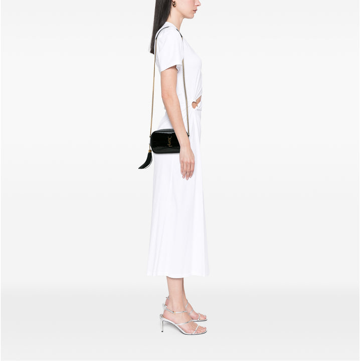 Saint Laurent Mini Croc Embossed Cuir verni Monogram Lou Sac caméra Noir – GABY PARIS Authentique