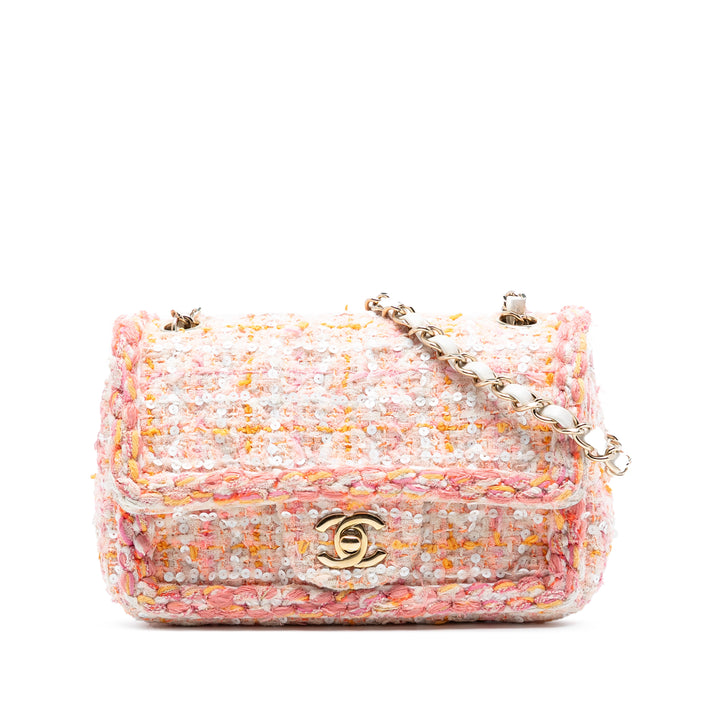 Chanel Mini Rectangular Classic Tweed Sequins Braided Simple rabat