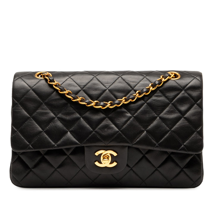 Chanel Medium Classic Cuir d’agneau Double rabat Noir