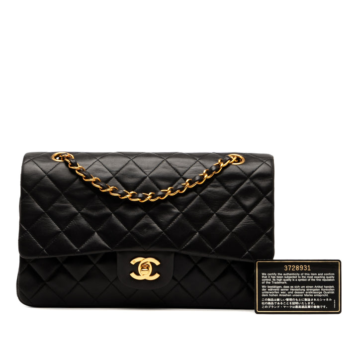 Chanel Medium Classic Cuir d’agneau Double rabat Noir