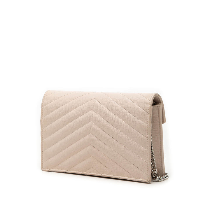 Saint Laurent Grain De Poudre Chevron Cassandre Envelope Chain Portefeuille