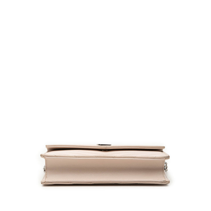 Saint Laurent Grain De Poudre Chevron Cassandre Envelope Chain Portefeuille