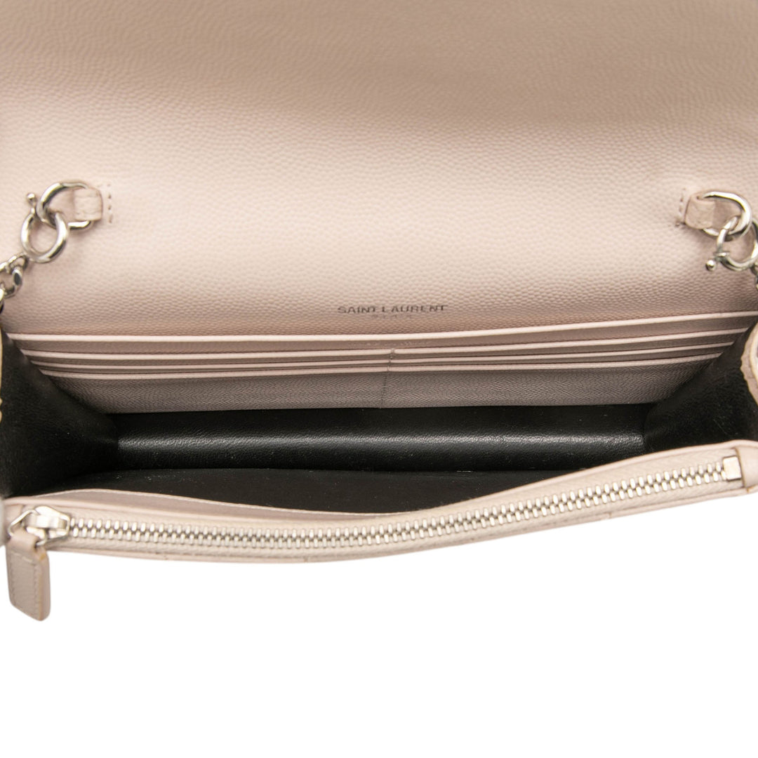 Saint Laurent Grain De Poudre Chevron Cassandre Envelope Chain Portefeuille
