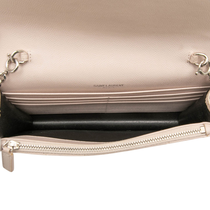 Saint Laurent Grain De Poudre Chevron Cassandre Envelope Chain Portefeuille