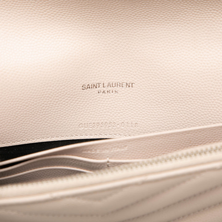 Saint Laurent Grain De Poudre Chevron Cassandre Envelope Chain Portefeuille