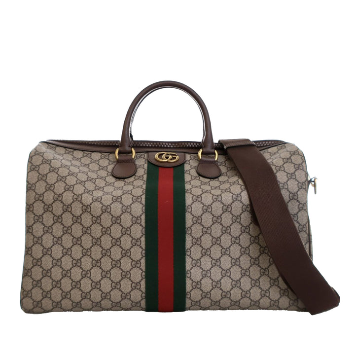 Medium GG Supreme Ophidia Carry-on Duffle Bag Brown - Gaby Paris