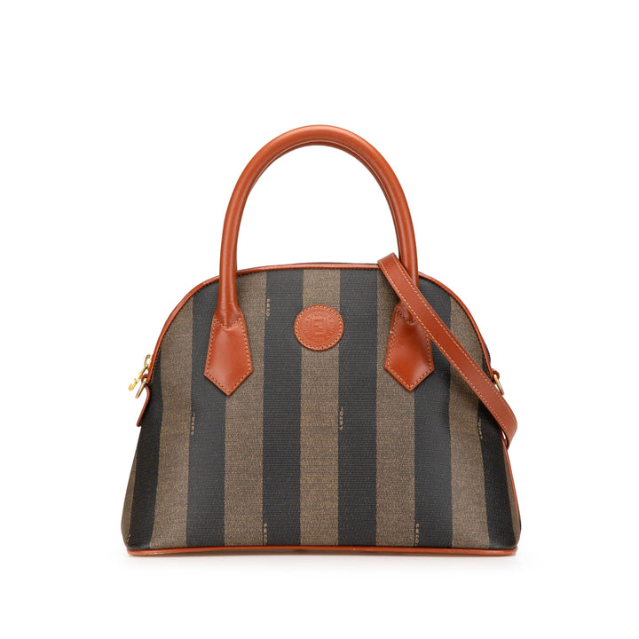 Pequin Coated Canvas Dome Satchel Brown - Gaby Paris