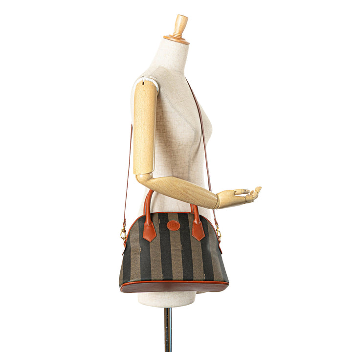 Pequin Coated Canvas Dome Satchel Brown - Gaby Paris