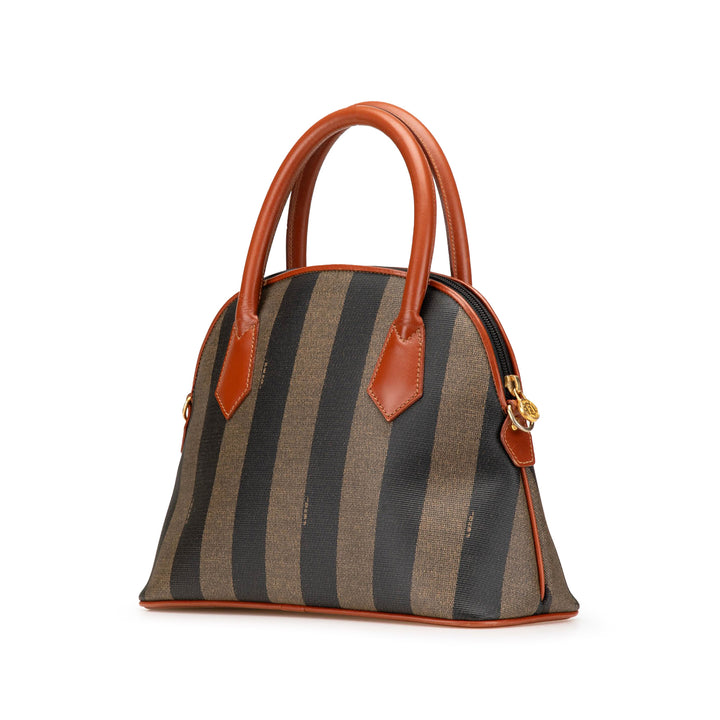Pequin Coated Canvas Dome Satchel Brown - Gaby Paris