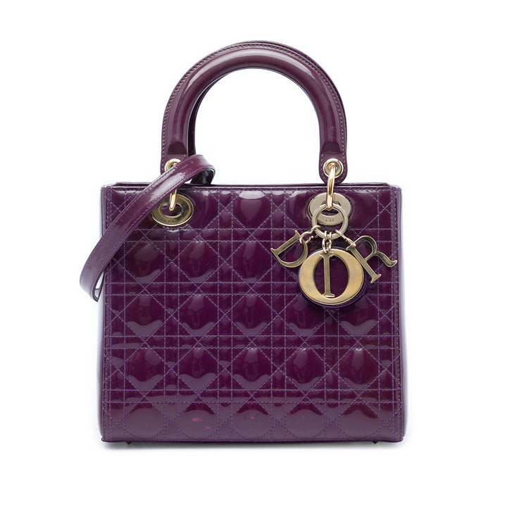 Dior Medium Cuir verni Cannage Lady Dior