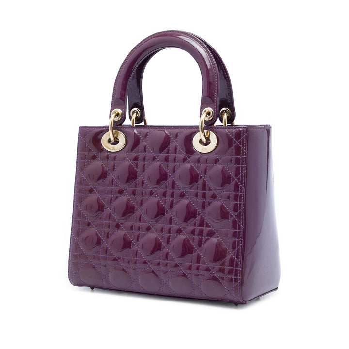 Dior Medium Cuir verni Cannage Lady Dior