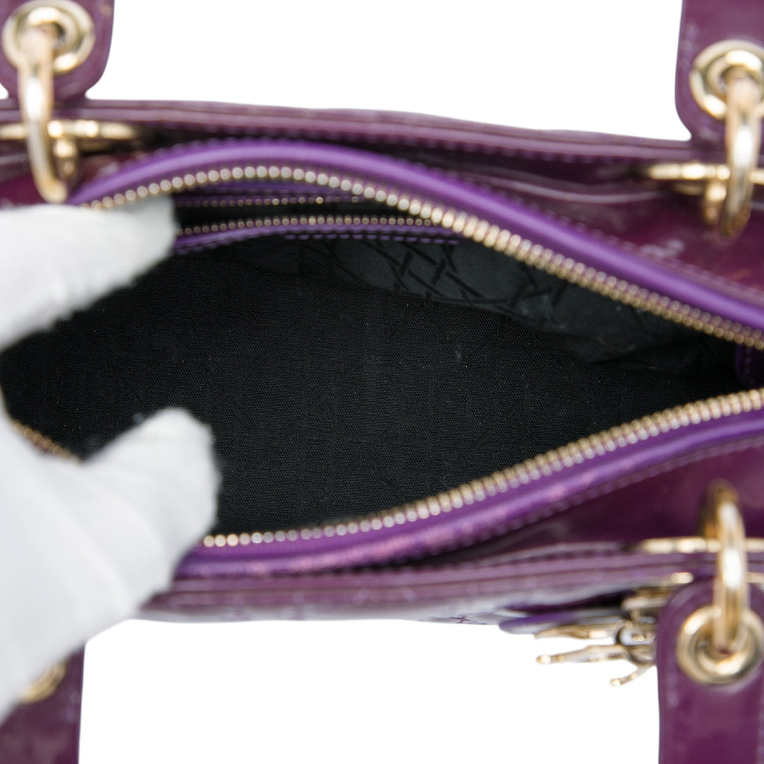 Dior Medium Cuir verni Cannage Lady Dior