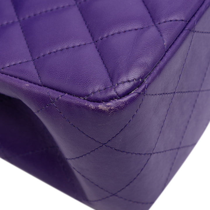 Jumbo Classic Lambskin Double Flap Purple - Gaby Paris