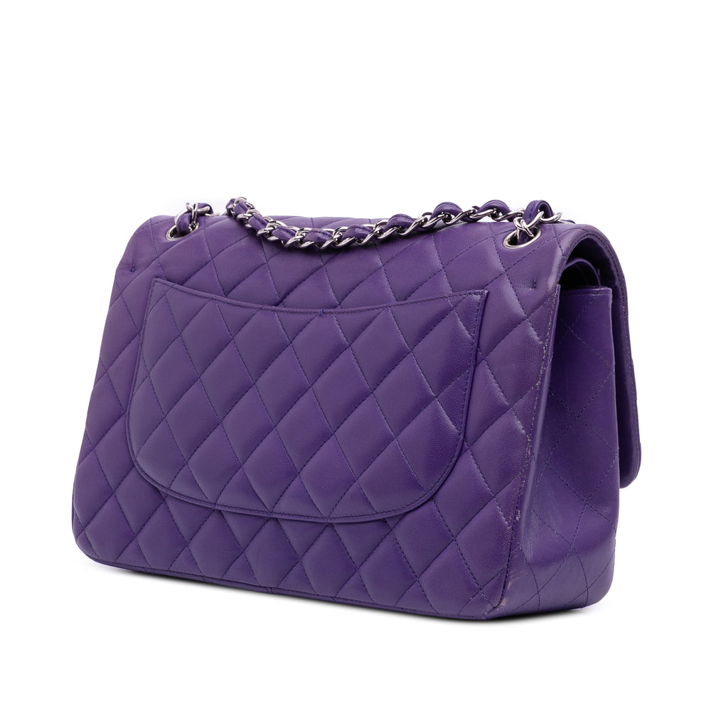 Jumbo Classic Lambskin Double Flap Purple - Gaby Paris
