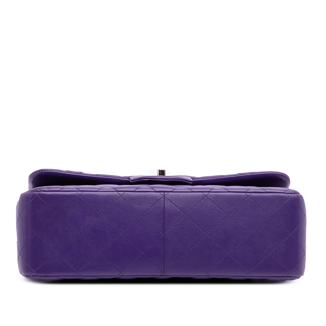 Jumbo Classic Lambskin Double Flap Purple - Gaby Paris