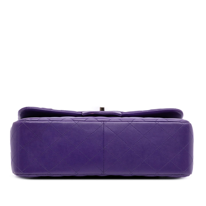 Jumbo Classic Lambskin Double Flap Purple - Gaby Paris