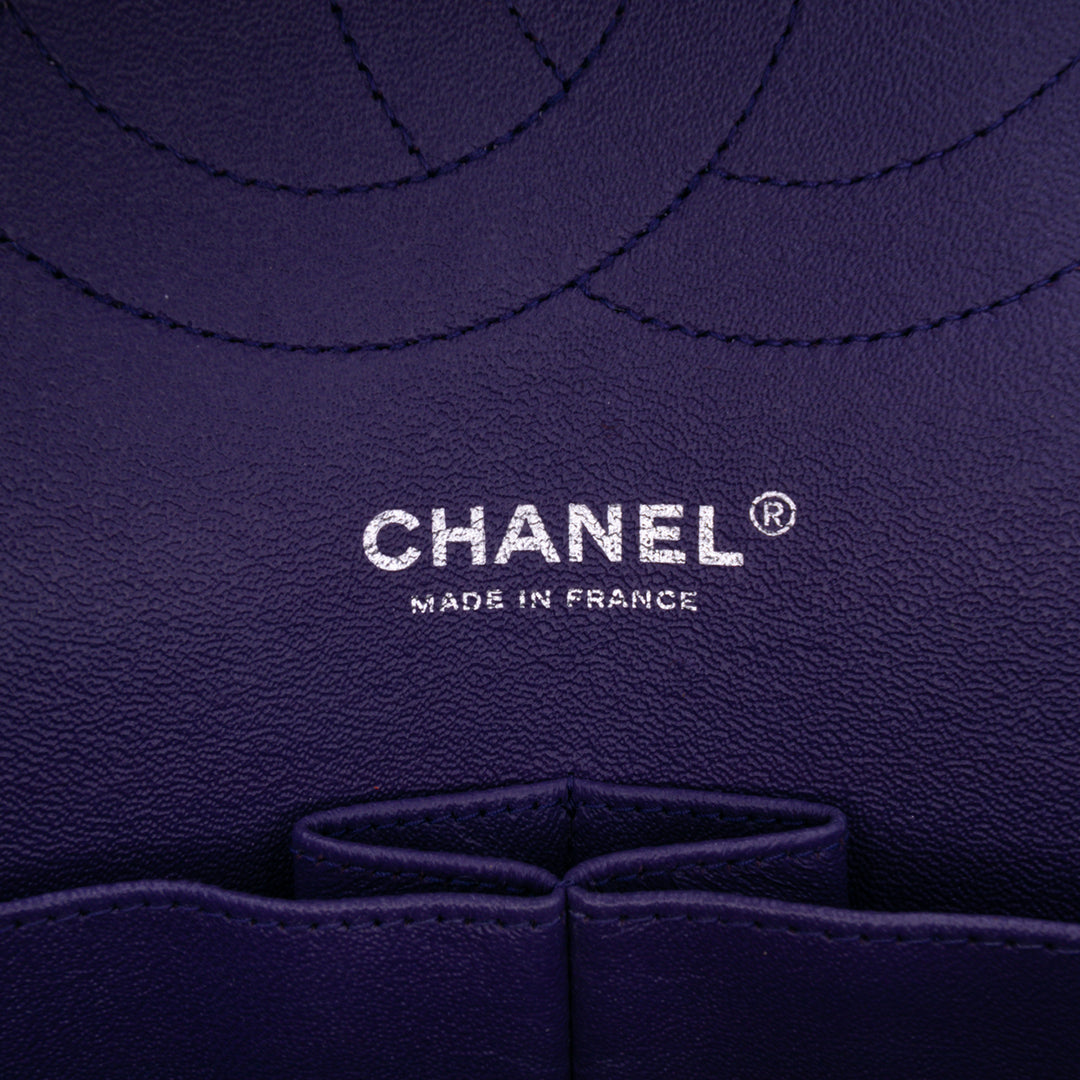 Jumbo Classic Lambskin Double Flap Purple - Gaby Paris