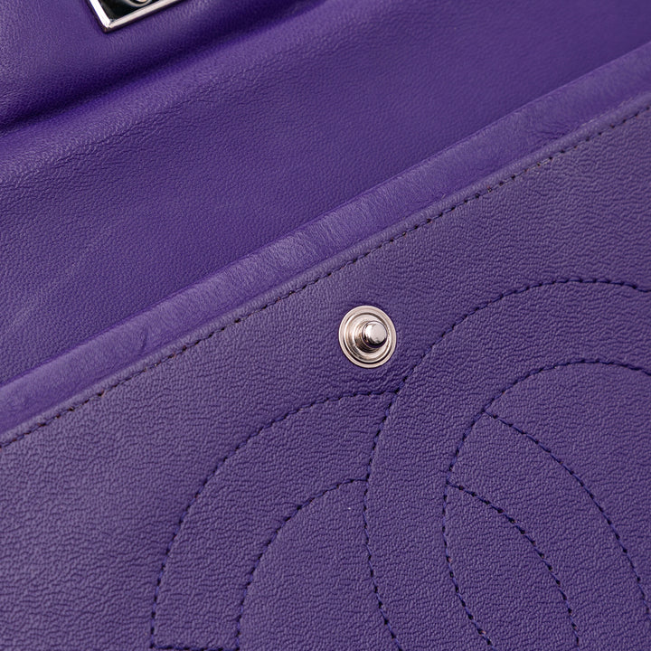 Jumbo Classic Lambskin Double Flap Purple - Gaby Paris