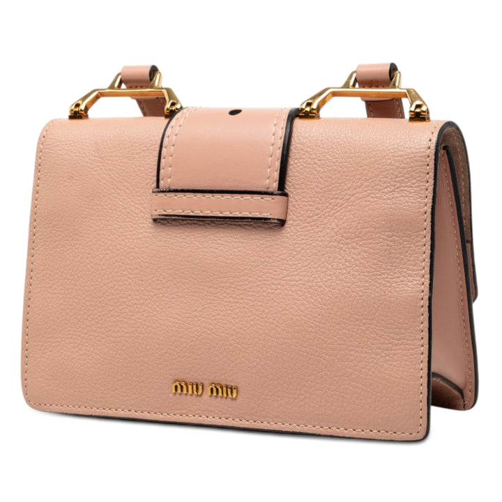 Miu Miu Madras Souple Veau Cristal Orné Sac Cuir de chèvre Rose – vue 2 – GABY PARIS