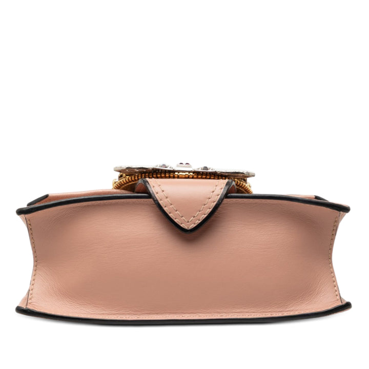 Miu Miu Madras Souple Veau Cristal Orné Sac Cuir de chèvre Rose – vue 3 – GABY PARIS