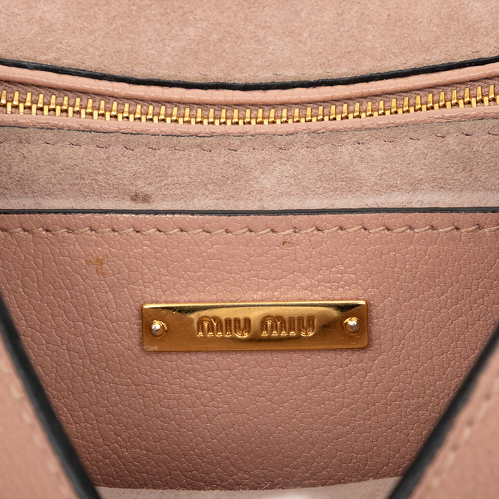 Miu Miu Madras Souple Veau Cristal Orné Sac Cuir de chèvre Rose – vue 5 – GABY PARIS