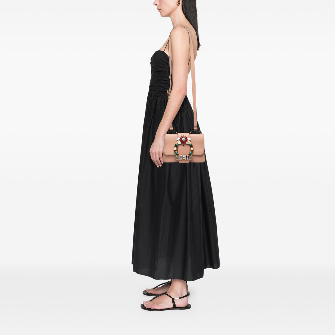 Miu Miu Madras Souple Veau Cristal Orné Sac Cuir de chèvre Rose – vue 8 – GABY PARIS