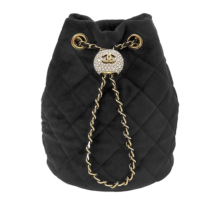 Chanel Matelassé Velours Cristal Perle Crush Bucket Sac