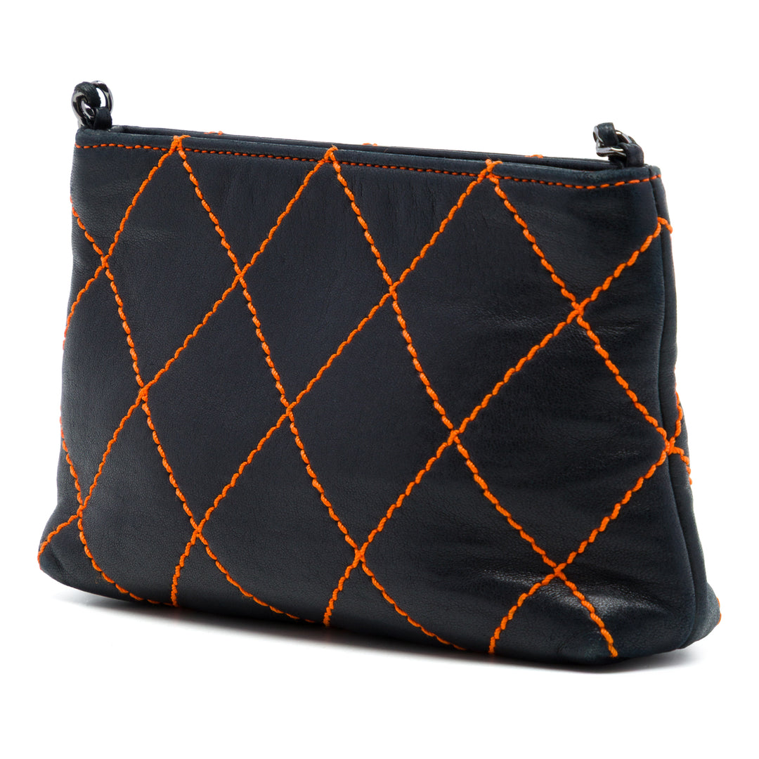 CC Wild Stitch Chaîne Pochette Cuir d'agneau Noir