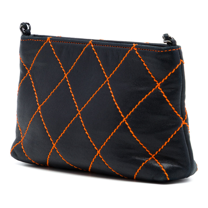 CC Wild Stitch Chaîne Pochette Cuir d'agneau Noir