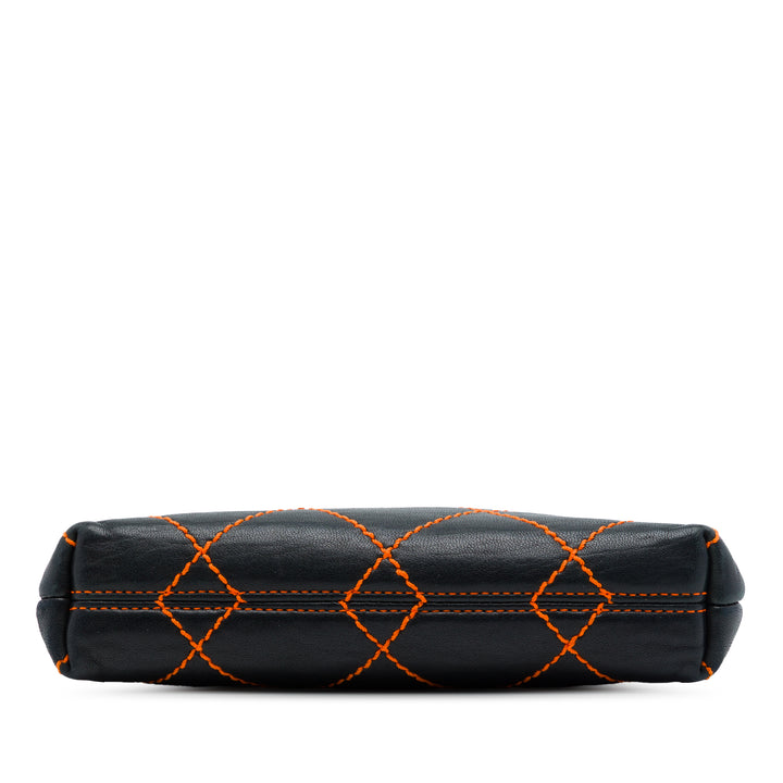 CC Wild Stitch Chaîne Pochette Cuir d'agneau Noir
