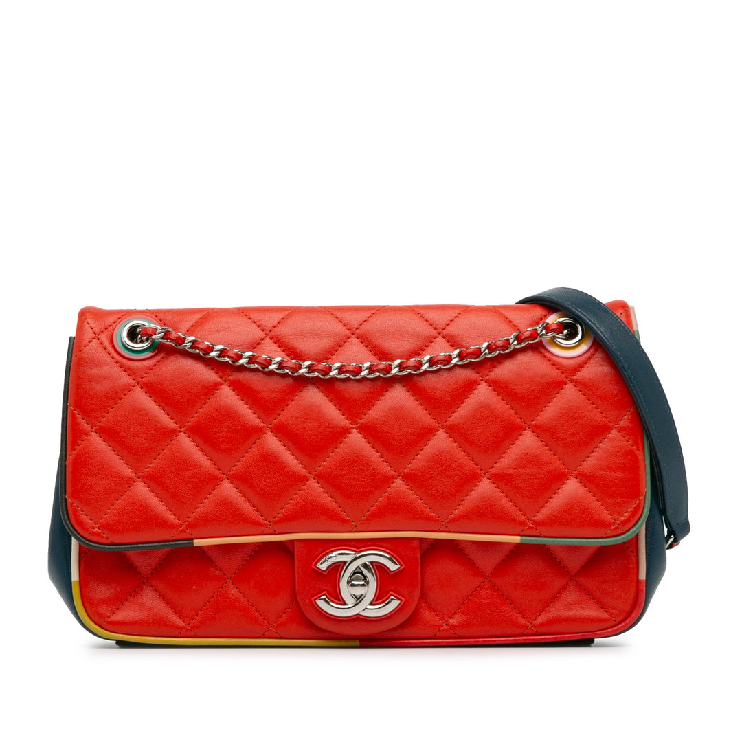 Medium Quilted Lambskin Cuba Color Flap Red - Gaby Paris
