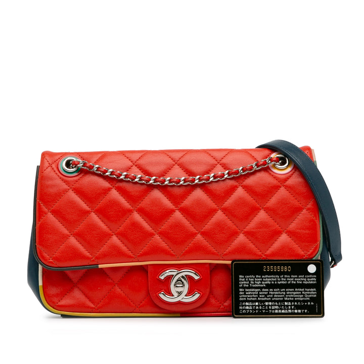 Medium Quilted Lambskin Cuba Color Flap Red - Gaby Paris