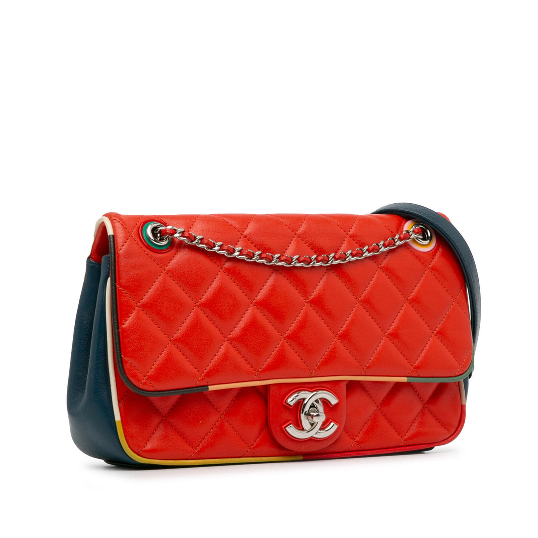 Medium Quilted Lambskin Cuba Color Flap Red - Gaby Paris