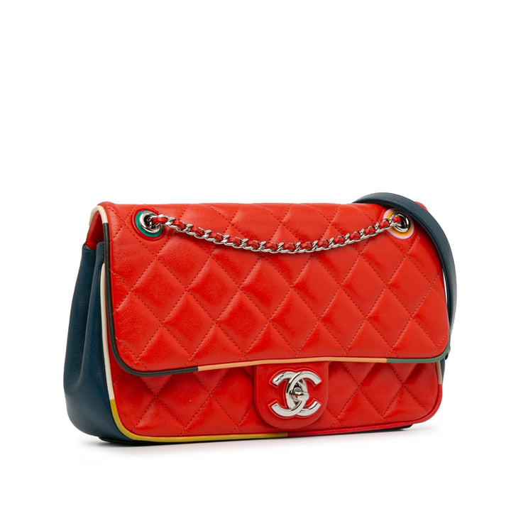 Medium Quilted Lambskin Cuba Color Flap Red - Gaby Paris