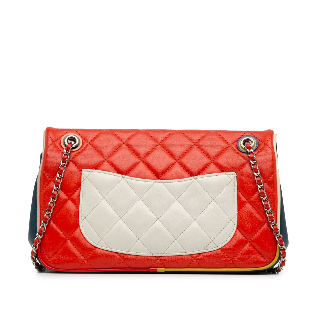 Medium Quilted Lambskin Cuba Color Flap Red - Gaby Paris