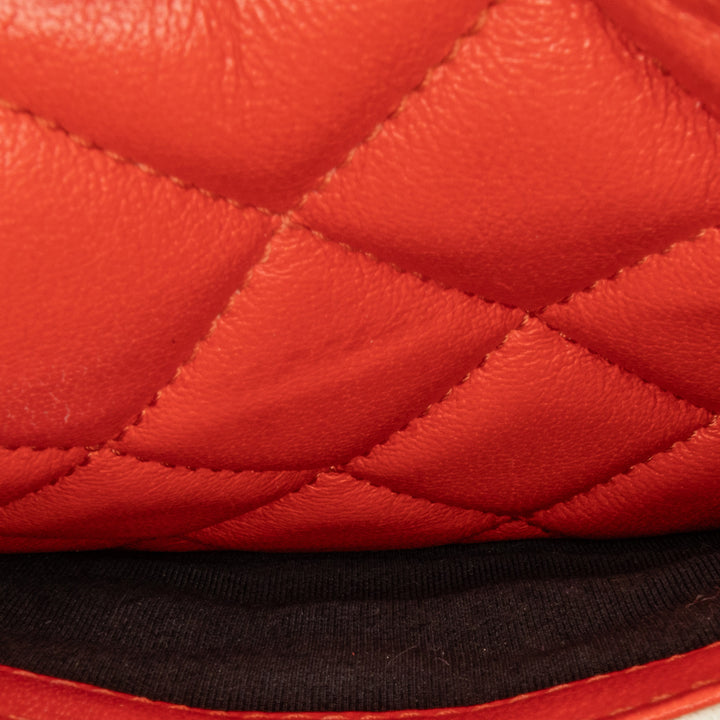 Medium Quilted Lambskin Cuba Color Flap Red - Gaby Paris