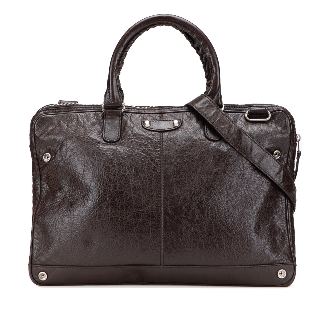 Lambskin Leather Briefcase Brown - Gaby Paris