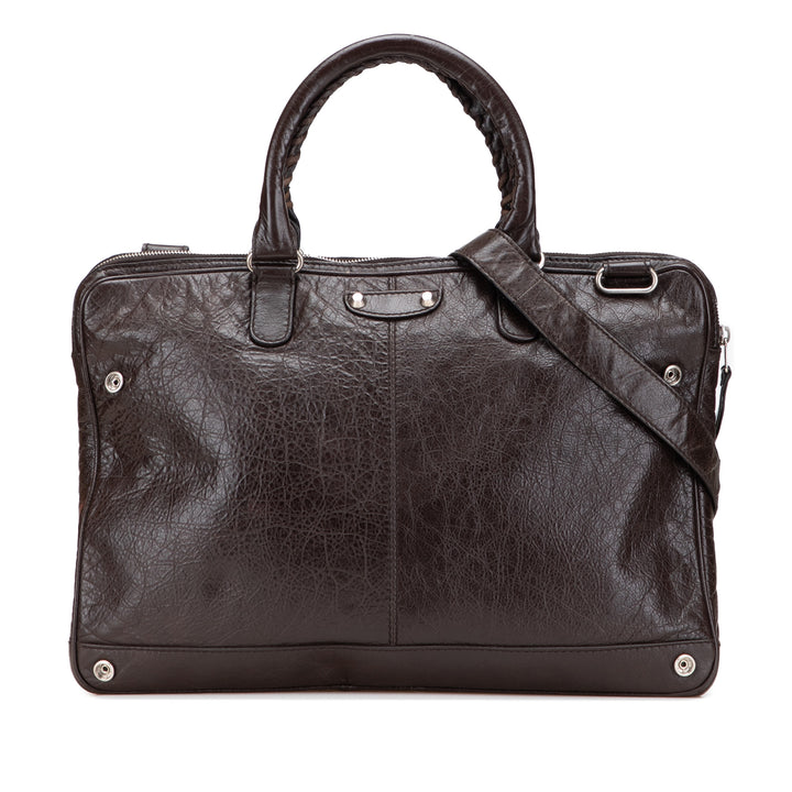 Lambskin Leather Briefcase Brown - Gaby Paris