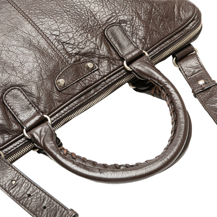 Lambskin Leather Briefcase Brown - Gaby Paris