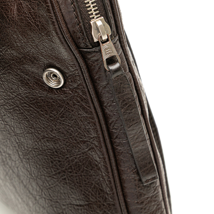 Lambskin Leather Briefcase Brown - Gaby Paris